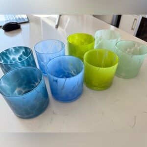 Saban Hand Blown Fritzy Rocks Glasses, set of 8